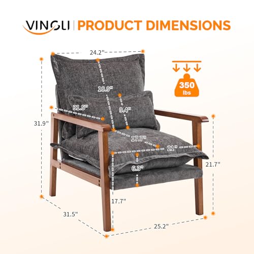 Gray-Blue Accent Armchair with Lumbar Pillow E18226