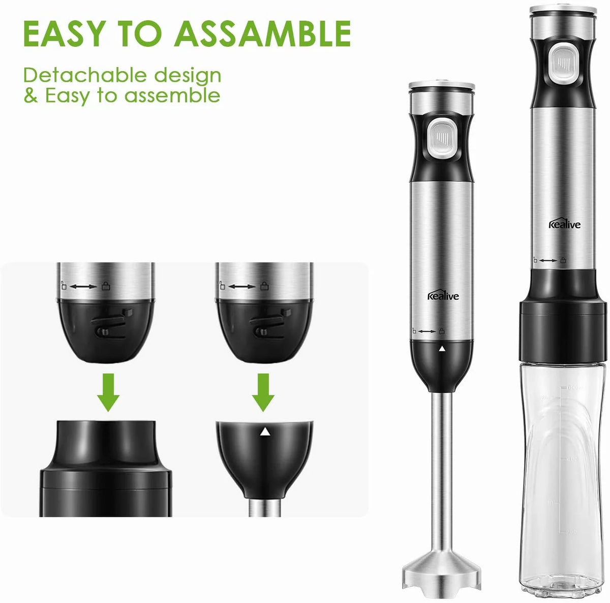 12-Speed Hand Blender with 20oz Portable Bottle K839