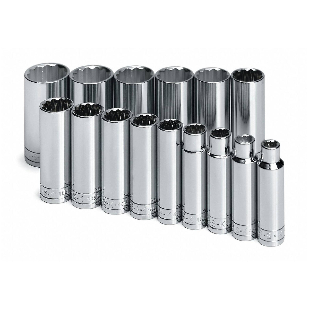 15 Piece 1/2" Drive 12 Point Deep Socket Set E1498
