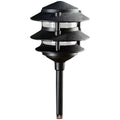 Cast Aluminum Three Tier LED Pagoda Light Black L594