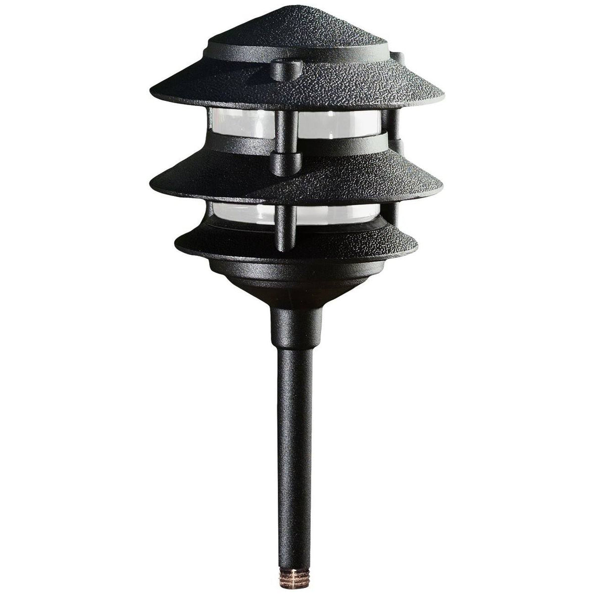 Cast Aluminum Three Tier LED Pagoda Light Black L594