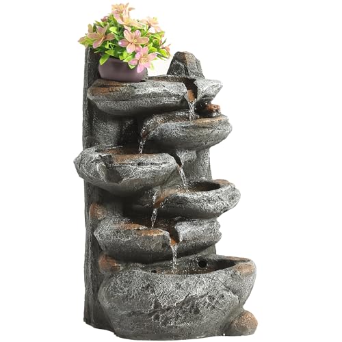6-Tier Cascading Rock Water Fountain with Lights K9842