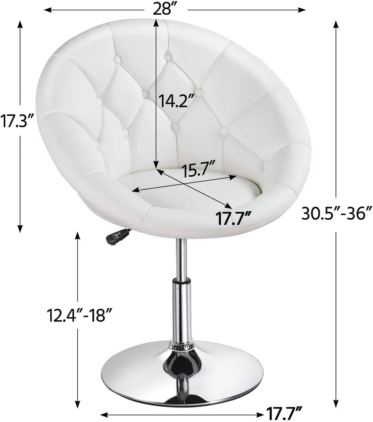 White Tufted Height Adjustable Swivel Accent Chair E11276
