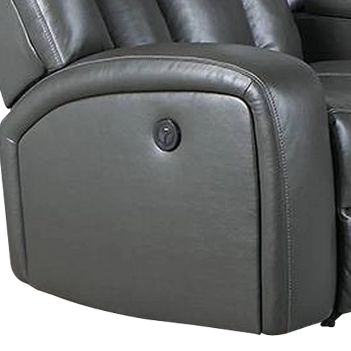 5 Piece Power Recliner Sectional Sofa Set Gray Faux Leather Q9119