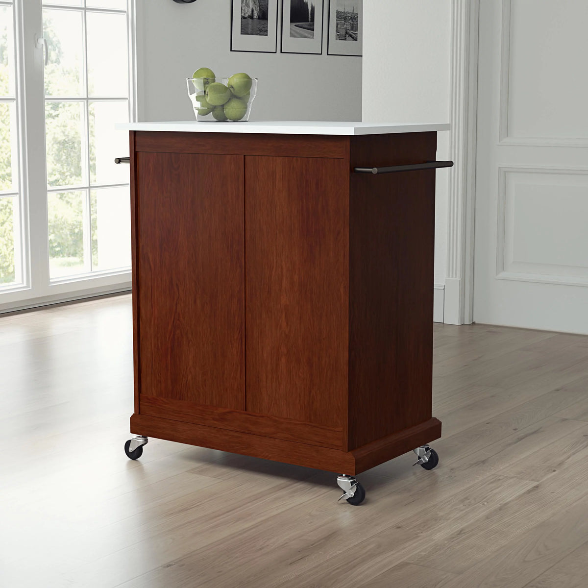 Wood Kitchen Cart with Granite Top F19264