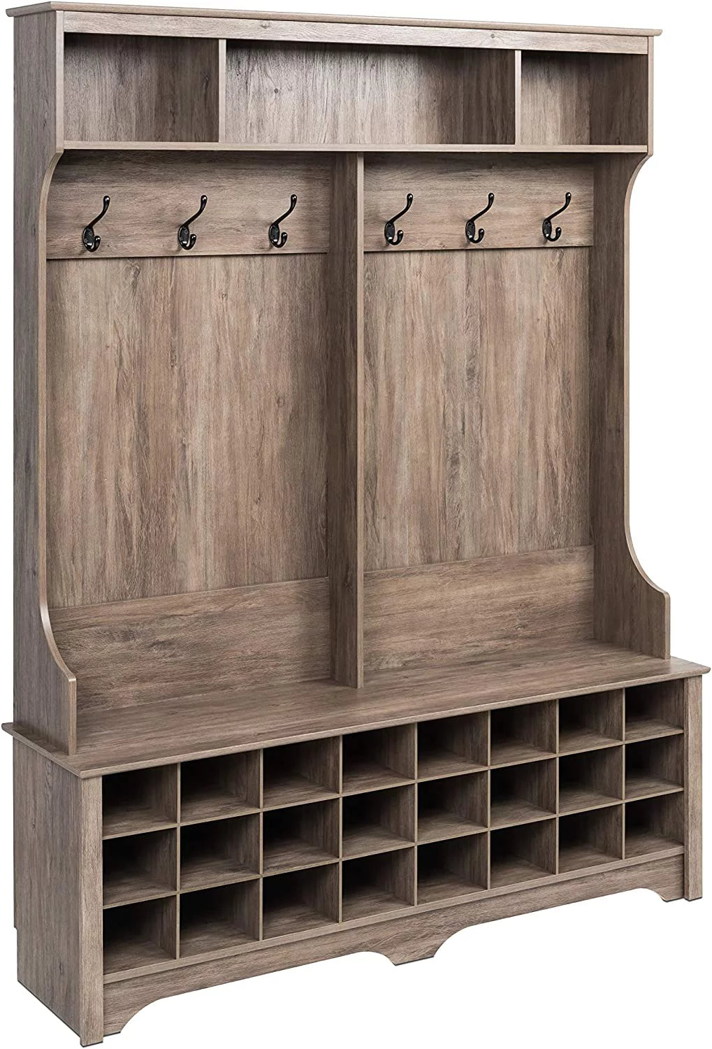 Gray Hall Tree with Bench and Shoe Storage W213