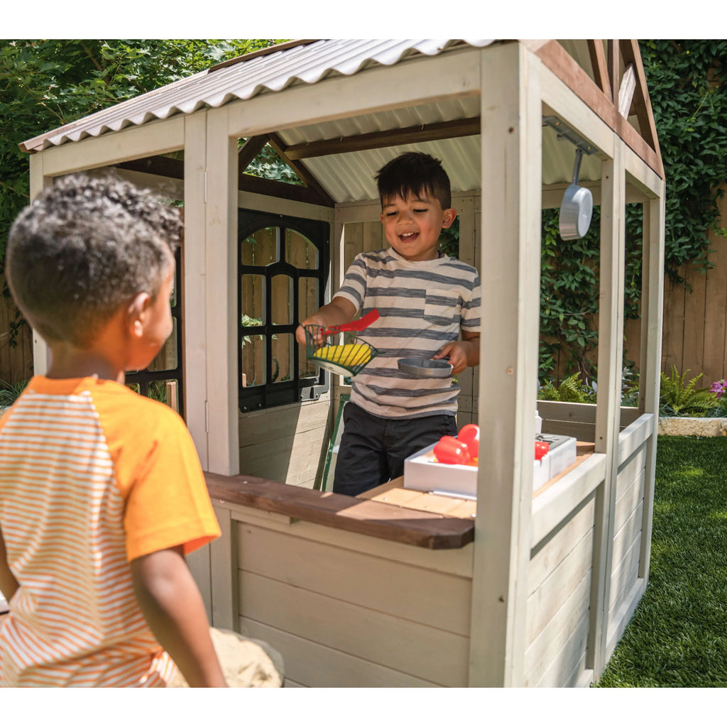 Wooden Outdoor Playhouse with Doorbell and 13 Pieces D42271
