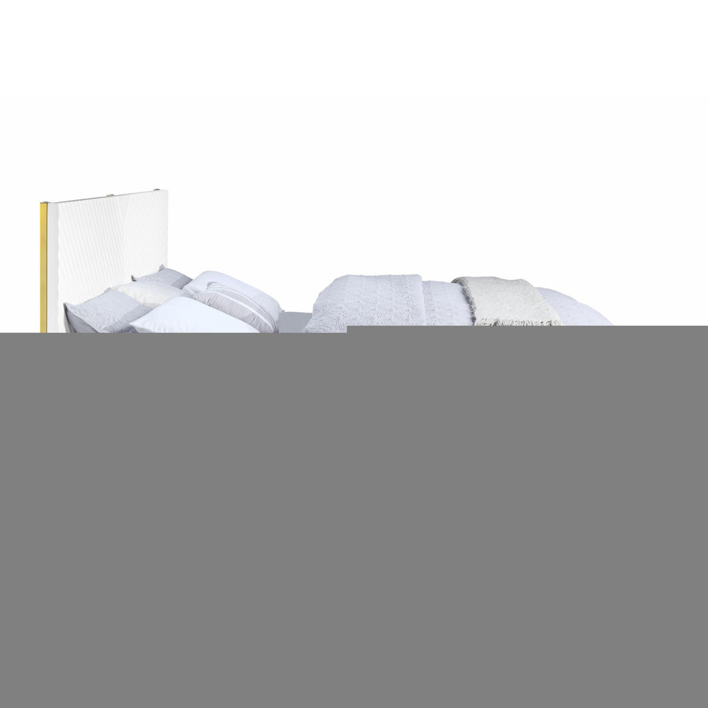 Queen Bed White High Gloss Finish X8681