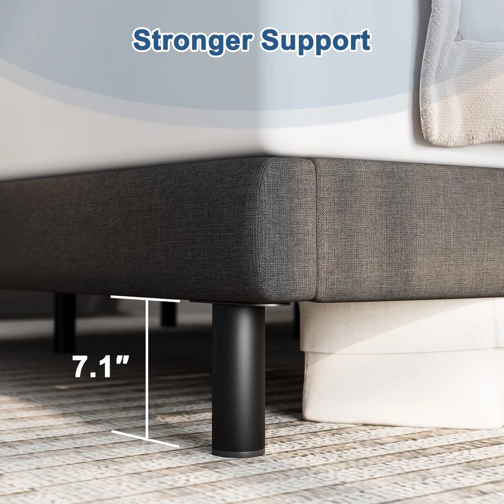 Queen Size Platform Bed with Wingback Headboard Y421