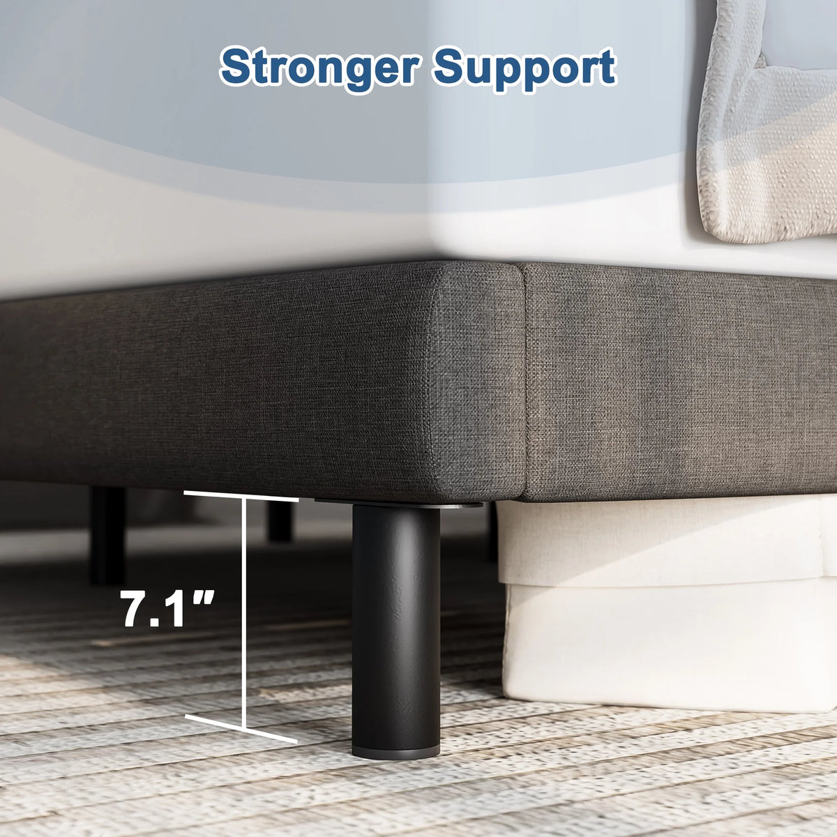 Queen Size Platform Bed with Wingback Headboard Y421