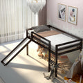 White Twin Size Wood Loft Bed with Slide G213282