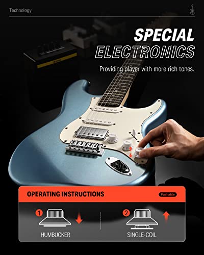 39" HSS Electric Guitar Kit with Amp, Bag, Accessories L589721