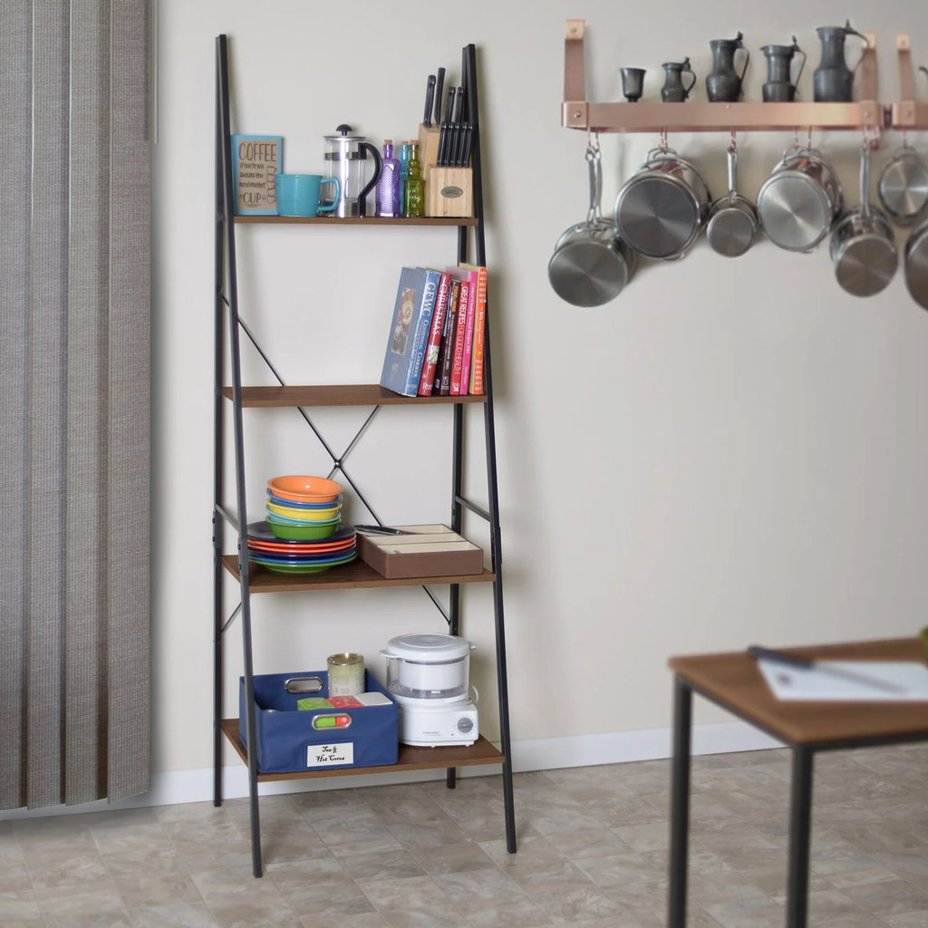 72 in. Urban Walnut Ladder Bookcase L839