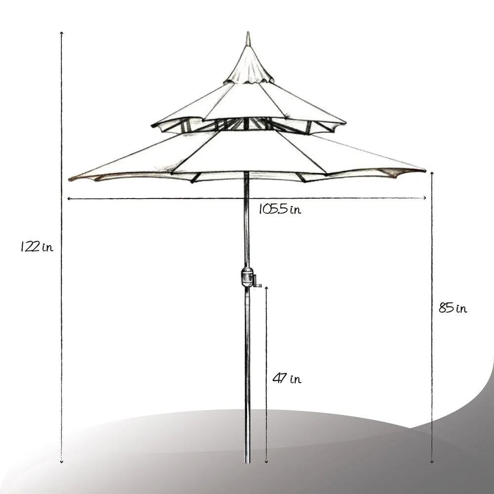 9ft Tan Patio Umbrella with Crank R55941