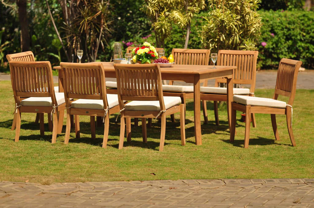 9 Pc Teak Dining Set with 8 Stacking Chairs V7925