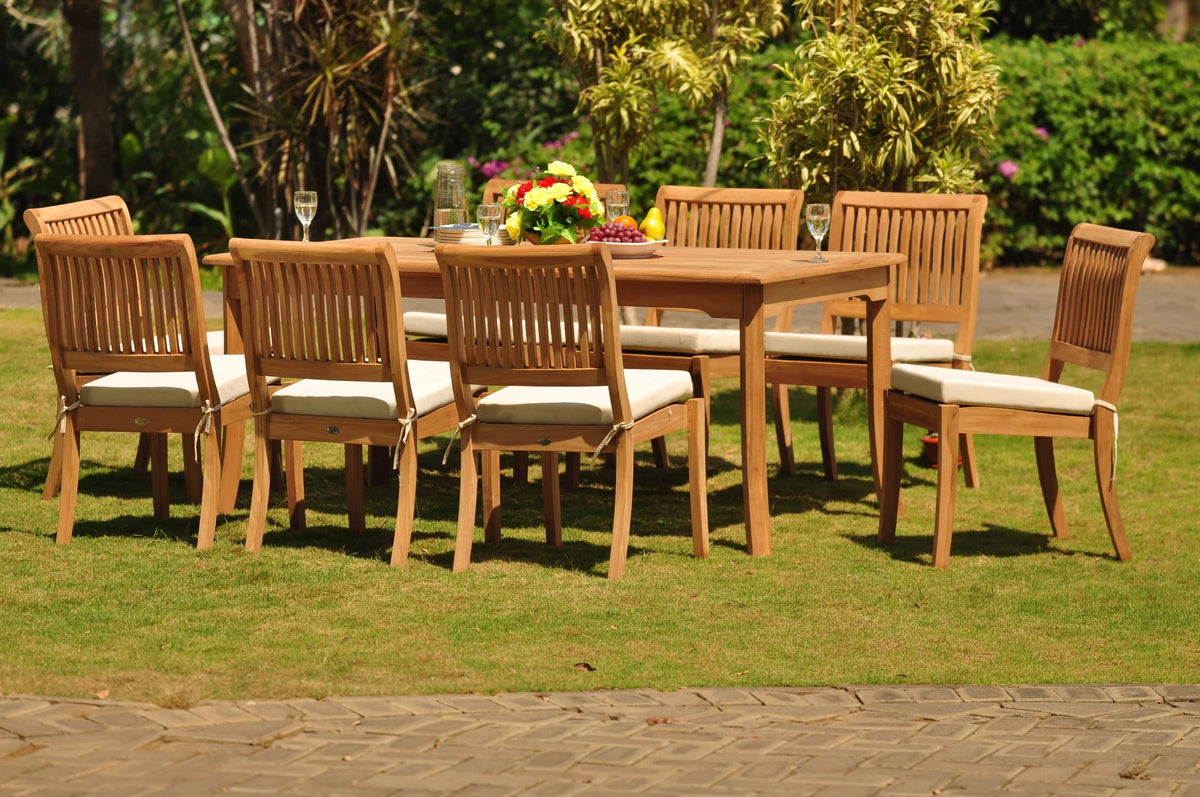 9 Pc Teak Dining Set with 8 Stacking Chairs V7925