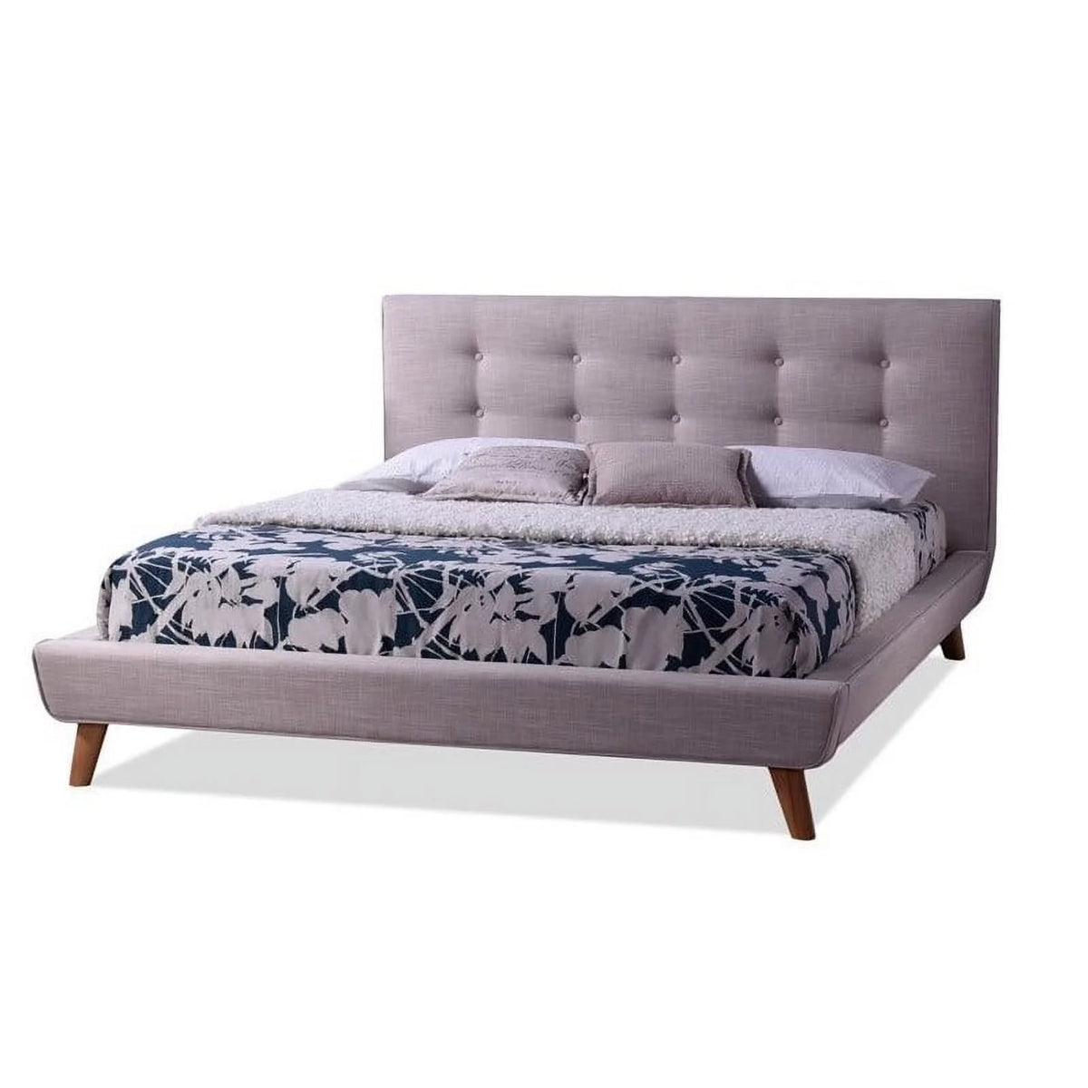 Upholstered Full Platform Bed in Beige P9358