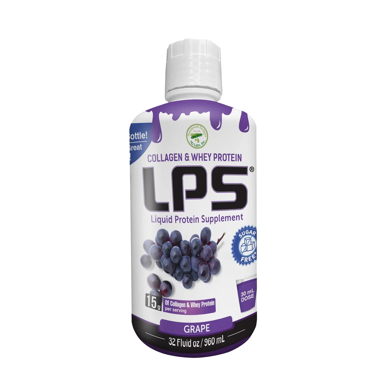 Sugar-Free Collagen & Whey Liquid Protein Supplement, Grape Flavor Z359