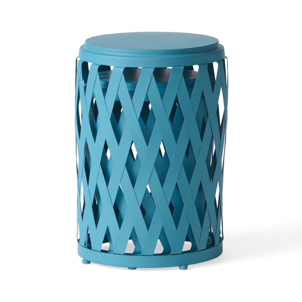 Matte Blue Iron Side Tables Set of 2 Q5251