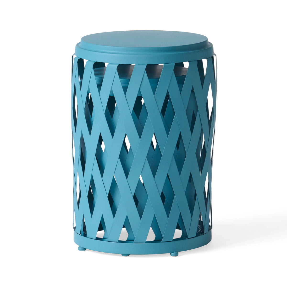 Matte Blue Iron Side Tables Set of 2 Q5251