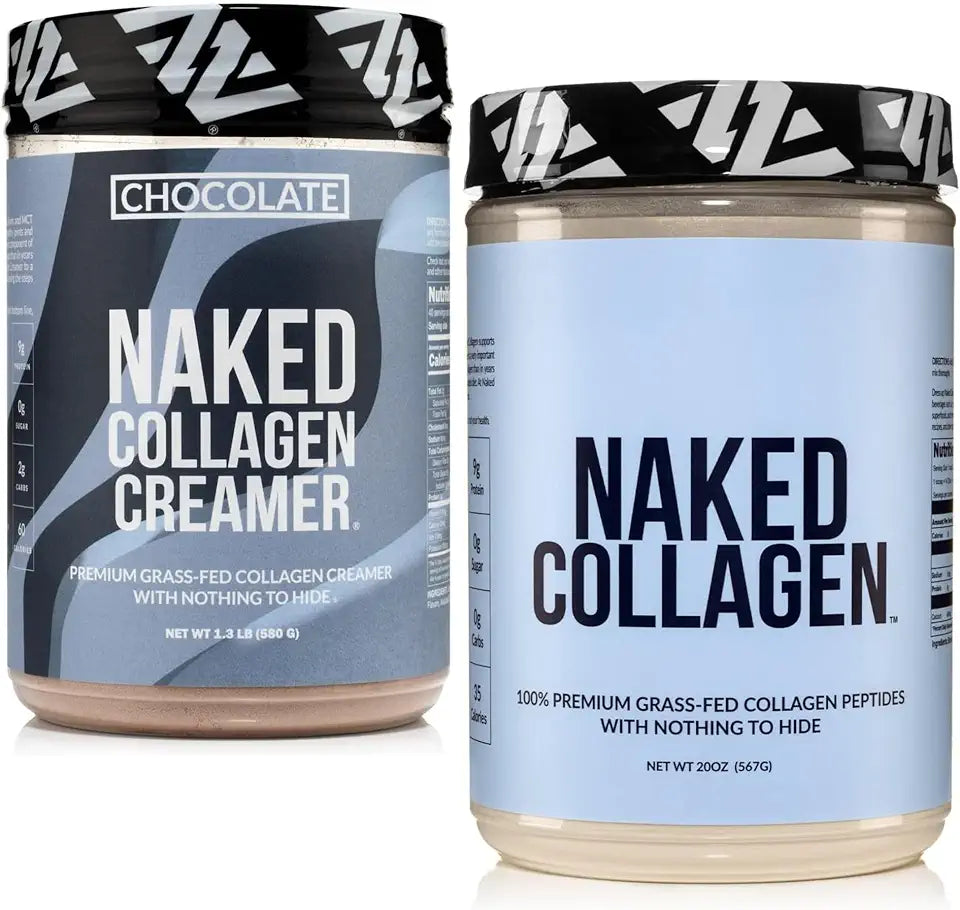 Collagen Coffee Creamer Chocolate 40 Servings + Collagen Peptides Protein Powder Unflavored 60 Servings Bundle V80604