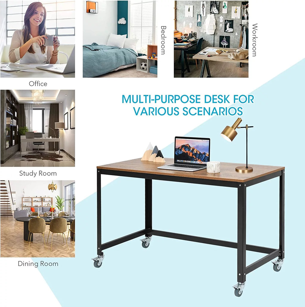 Rolling Computer Desk with 4 Wheels M891