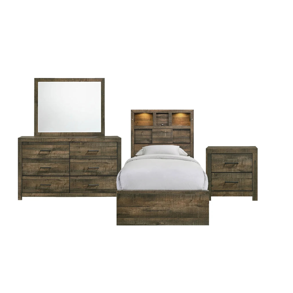 Twin Bookcase Panel 4PC Bedroom Set D5733