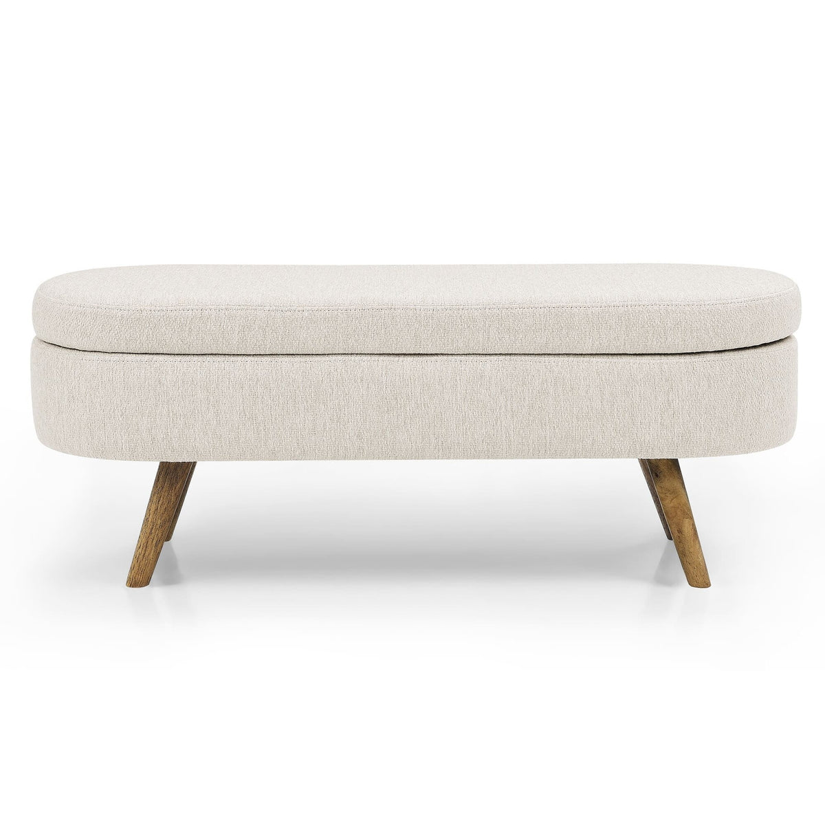 Linen Fabric Storage Bench with Solid Wood Legs K845776