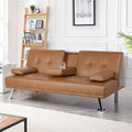 Brown Faux Leather Futon Sofa Bed N8093