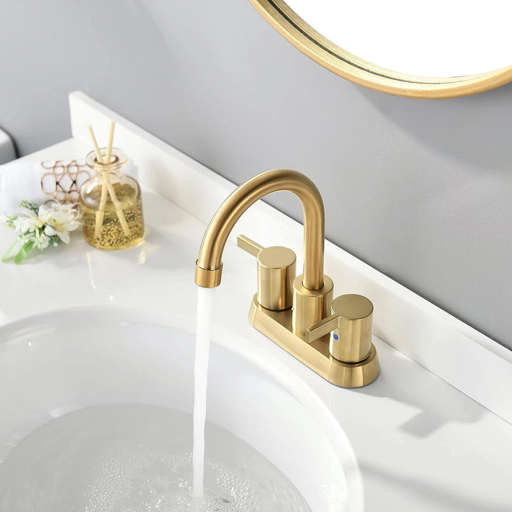 Brushed Gold 2 Handle Centerset Bathroom Faucet P286000