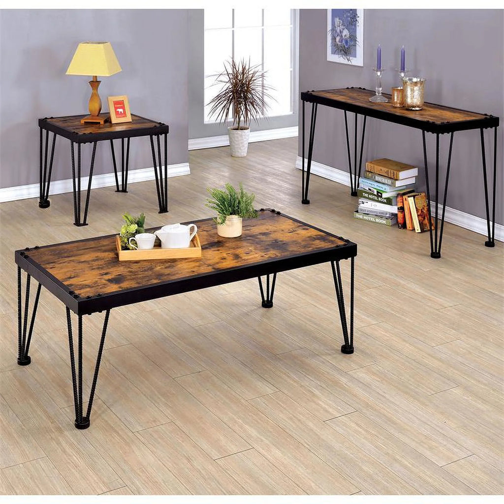 Black Industrial Metal Square End Table H550420