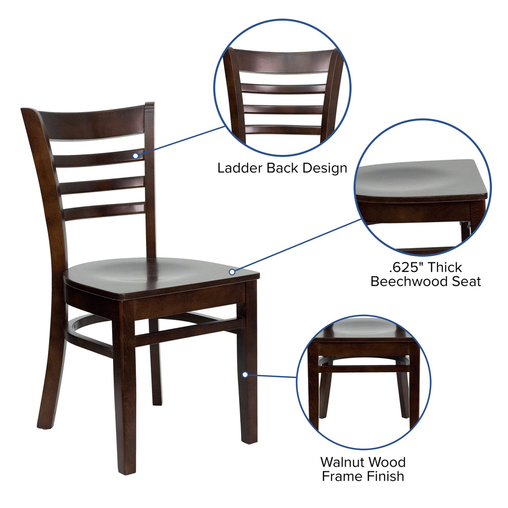Ladder Back Walnut Wood Restaurant Chair C128