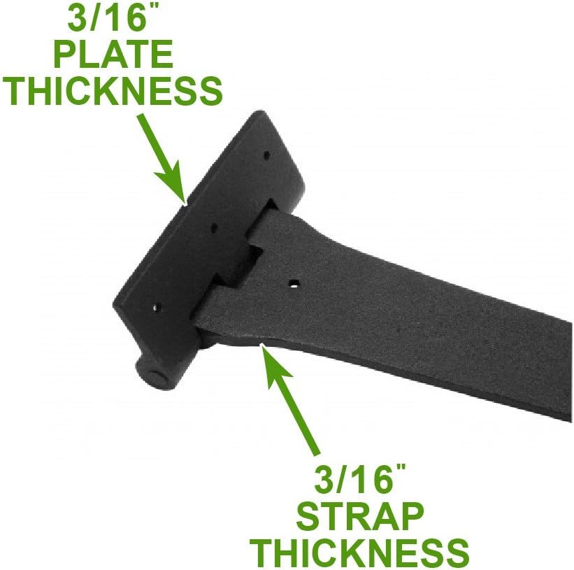 Black 18 Inches Wrought Iron Door Hinges Pack of 2 E620126