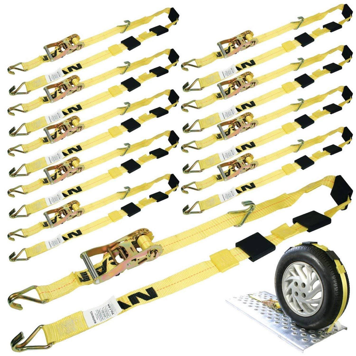 Car Tie Down with J Hooks 120 inch 10 Pack T6440