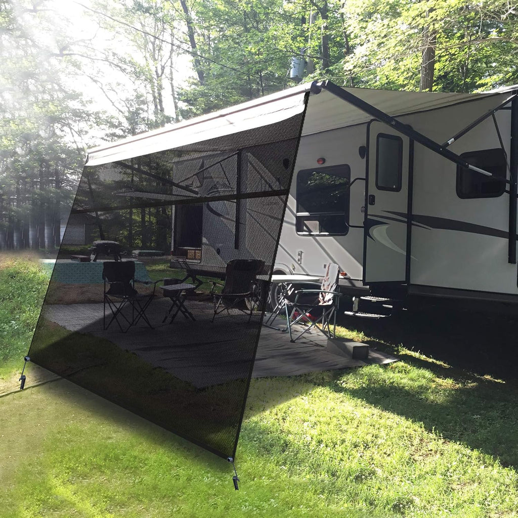Black Mesh RV Awning Shade Screen with Zipper 19' x 9' S377924