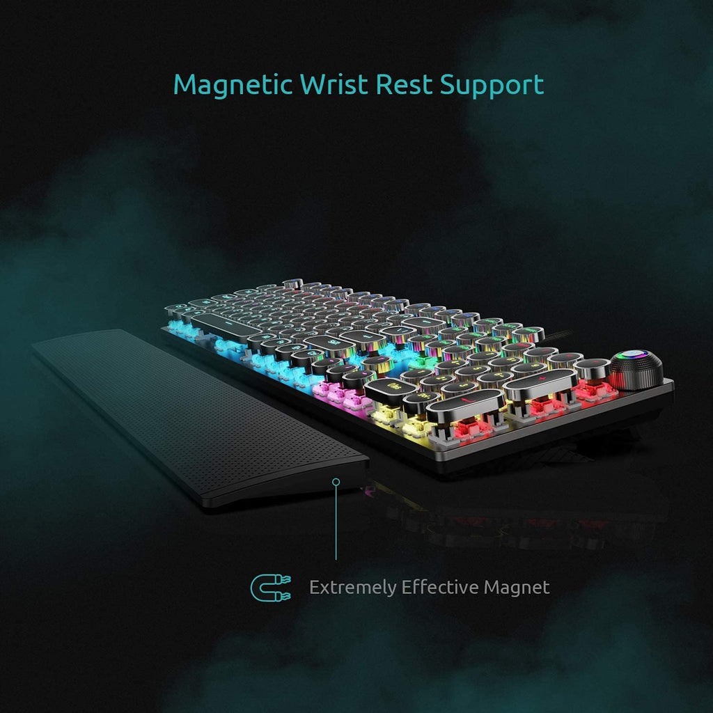 Retro Mechanical Gaming Keyboard with Wrist Rest and RGB Backlit L859