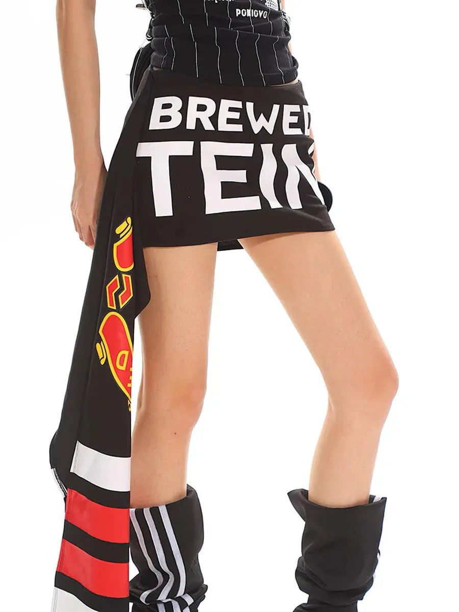 Racing Style Asymmetrical Mini Skirt E290787