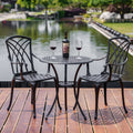 3 Piece Cast Aluminum Patio Bistro Set with Umbrella Hole W50157