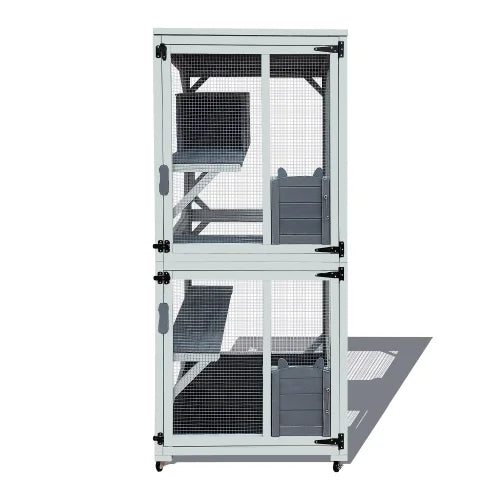 Wooden Outdoor Cat Enclosure with Wheels H431