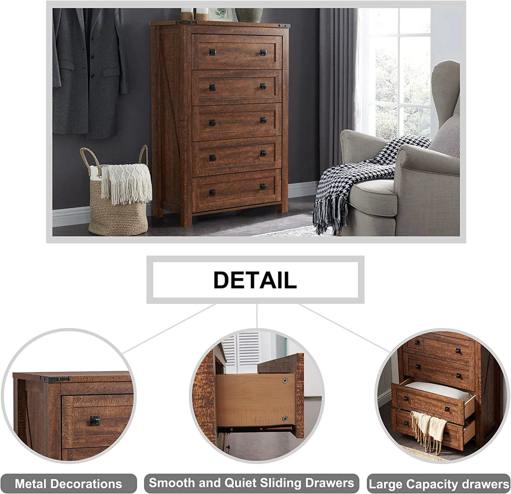 5 Drawer Wood Dresser P30954