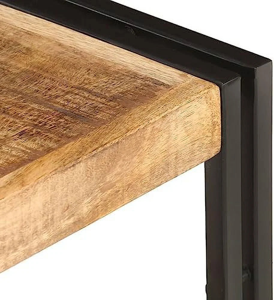 Rough Mango Wood TV Stand with Black Iron Frame C9151