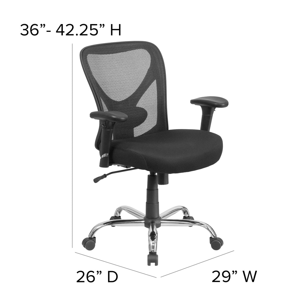 Black Mesh Ergonomic Task Office Chair with Adjustable Back and Arms Y307