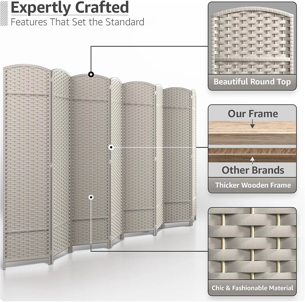 6 ft. Tall Extra Wide Beige Folding Privacy Screen D791
