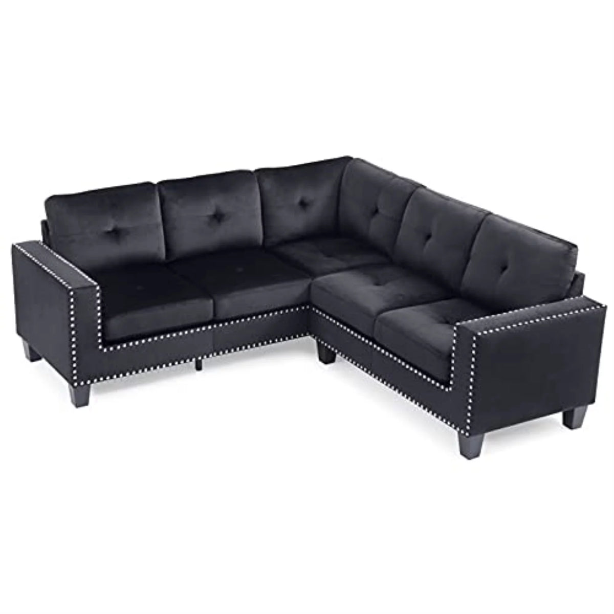Black Velvet Sectional Q427