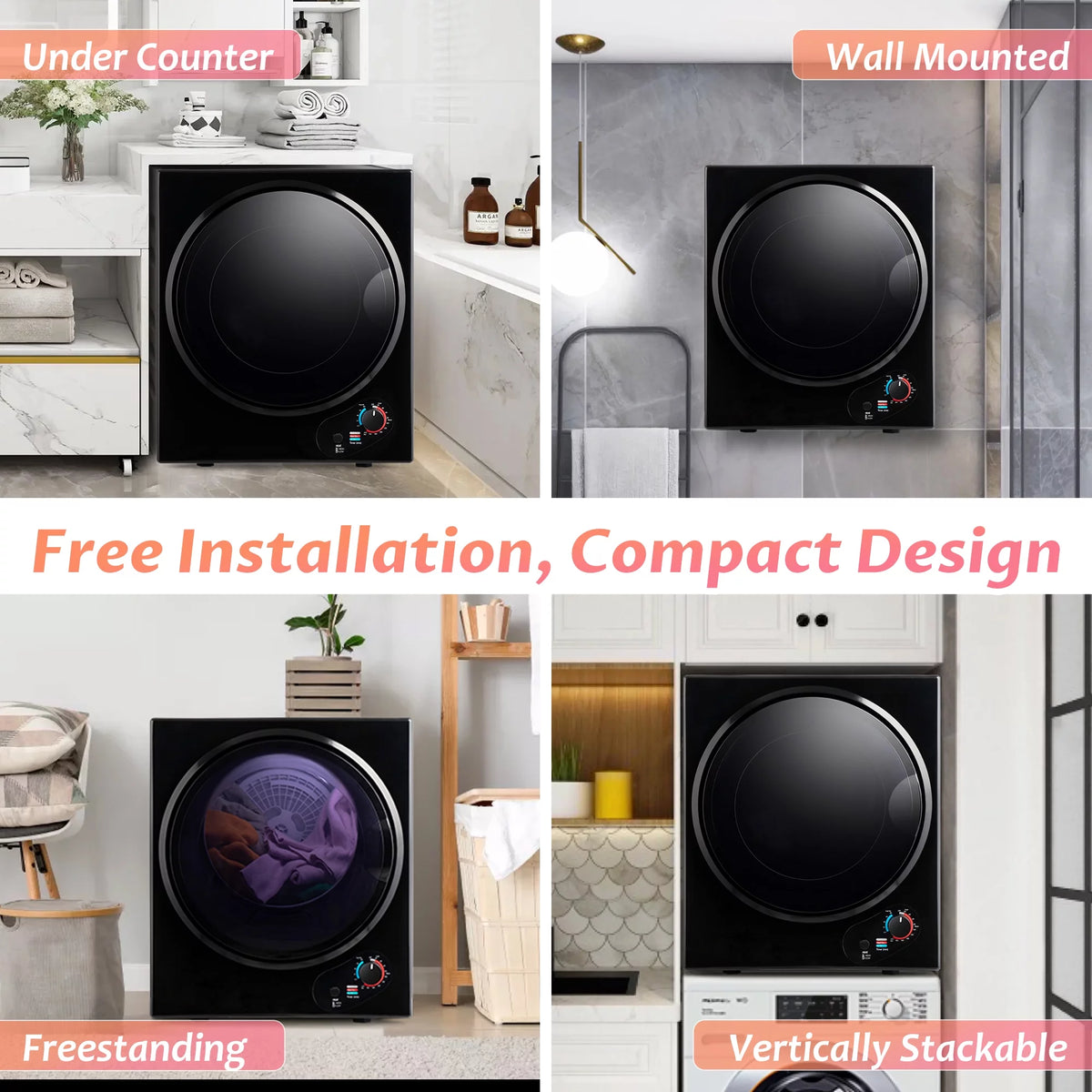 1.5 Cu.ft Compact Portable Laundry Dryer with 5 Drying Modes B982