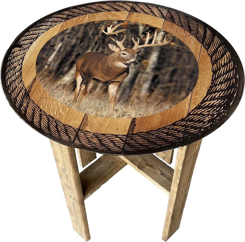 Round Whiskey Barrel End Table W529276