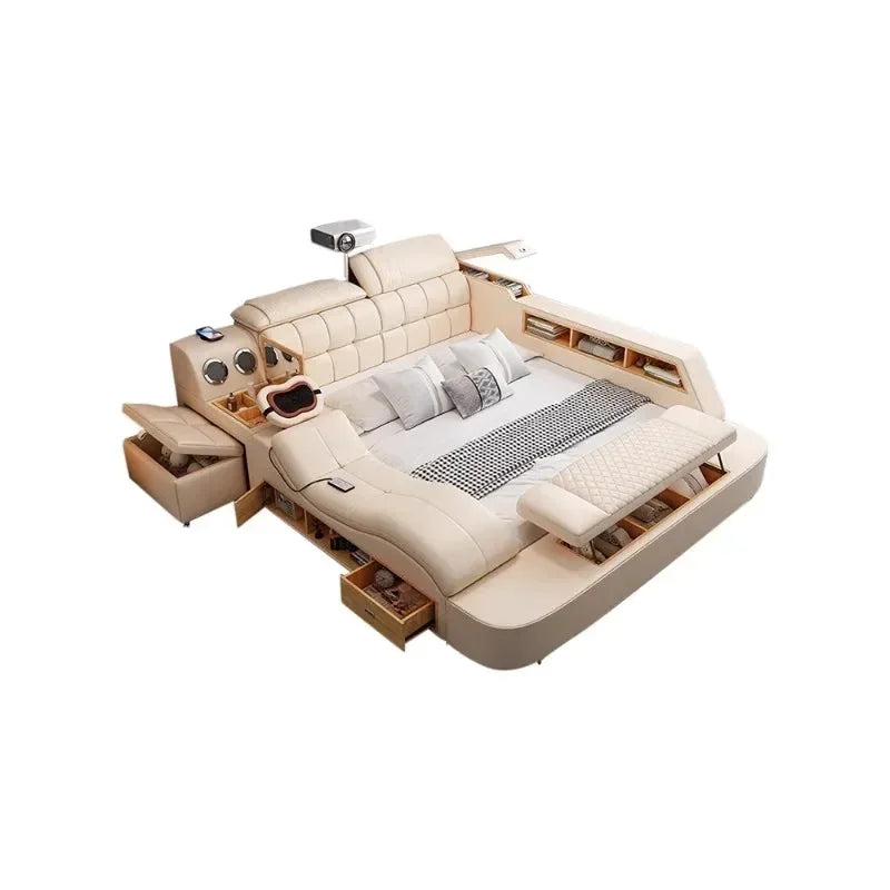 King Double Bed Leather Storage Bed W107