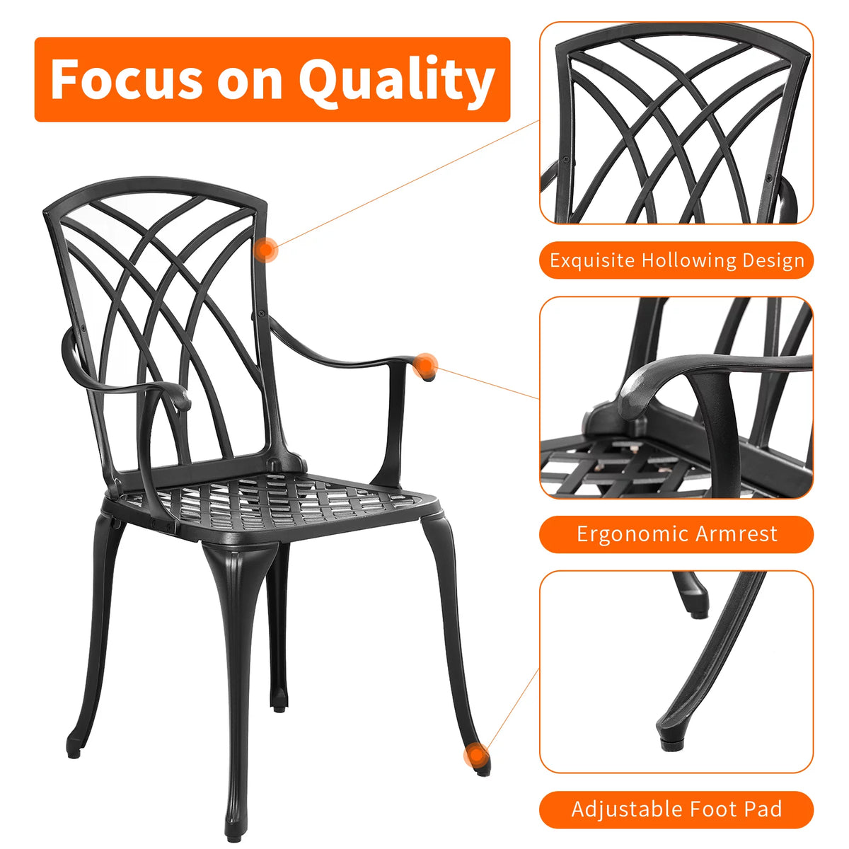 3 Piece Cast Aluminum Patio Bistro Set with Umbrella Hole W50157