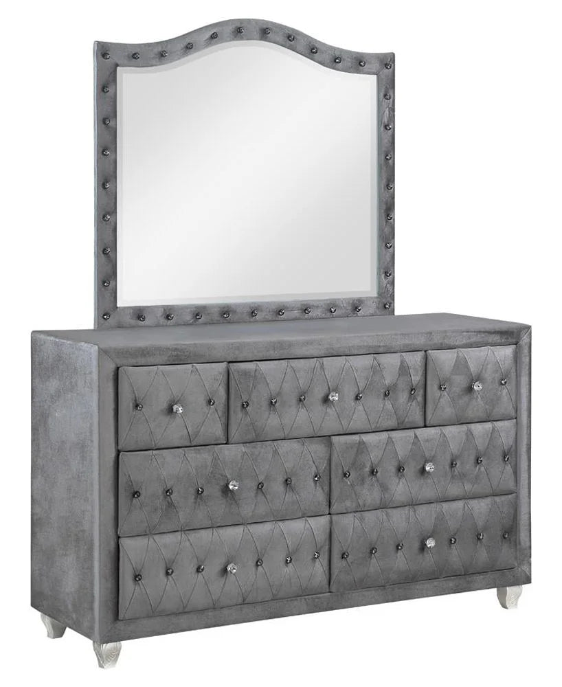 Grey Upholstered Tufted Bedroom Set P106