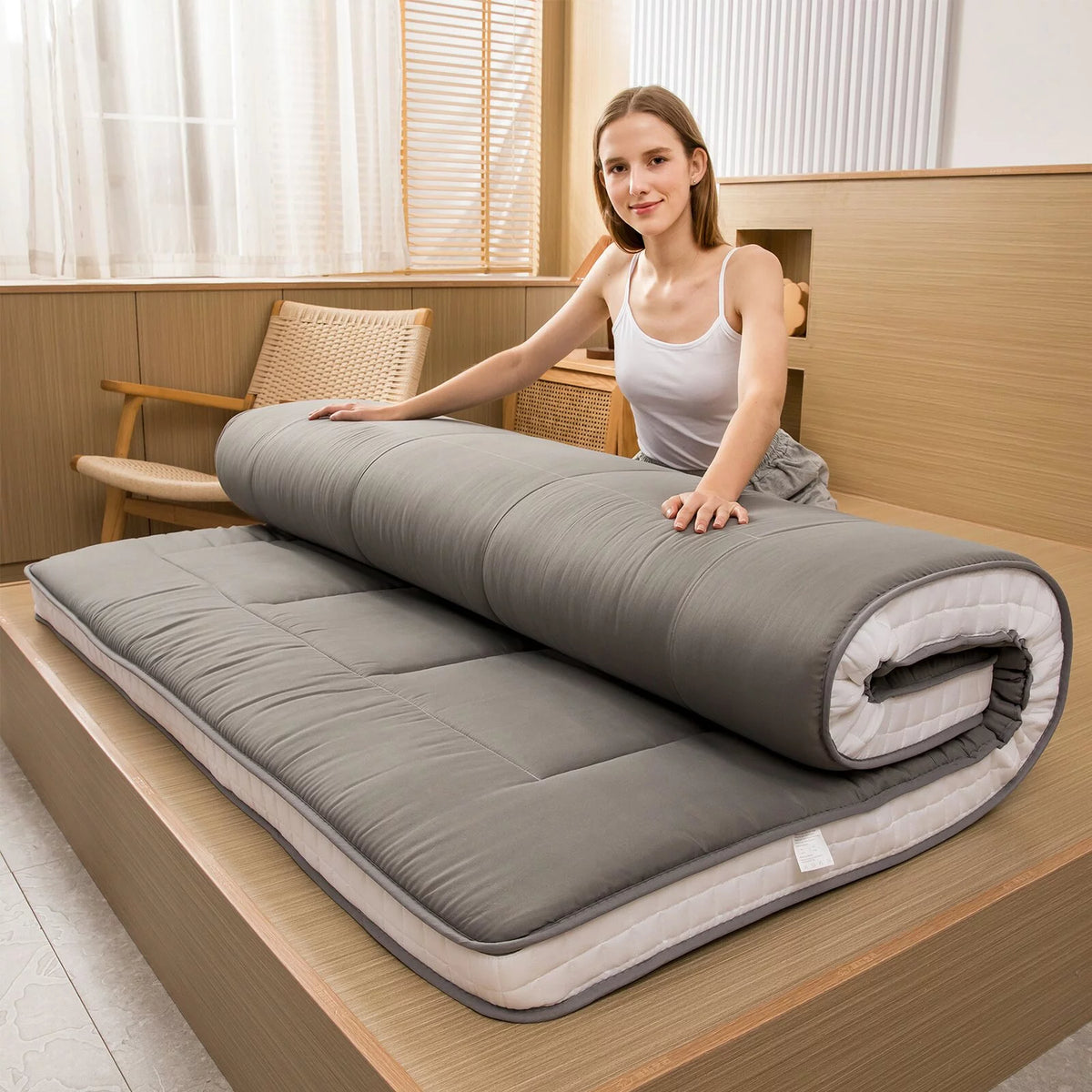 Dark Grey Twin Folding Futon Mattress Z7631